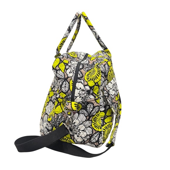 Vera Bradley Citron Large Duffel Travel Bag Yellow Floral Quilted - Picture 3 of 10
